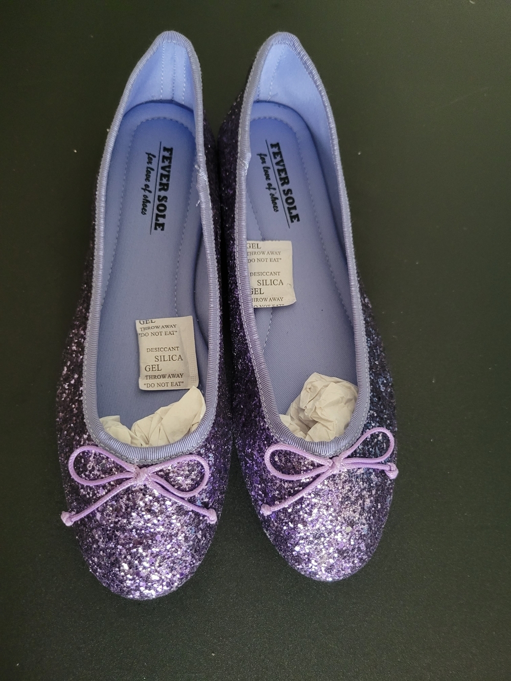 Fever Sole 8.5 Women's Purple Glitter Ballet Flats - Picture 3 of 7